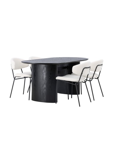 Matgrupp Isolde med Chico matstolar, 180 × 90 cm