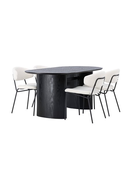 Matgrupp Isolde med Chico matstolar, 180 × 90 cm