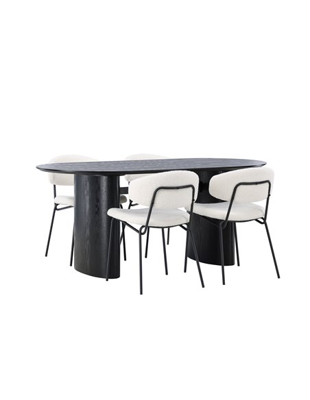 Matgrupp Isolde med Chico matstolar, 180 × 90 cm