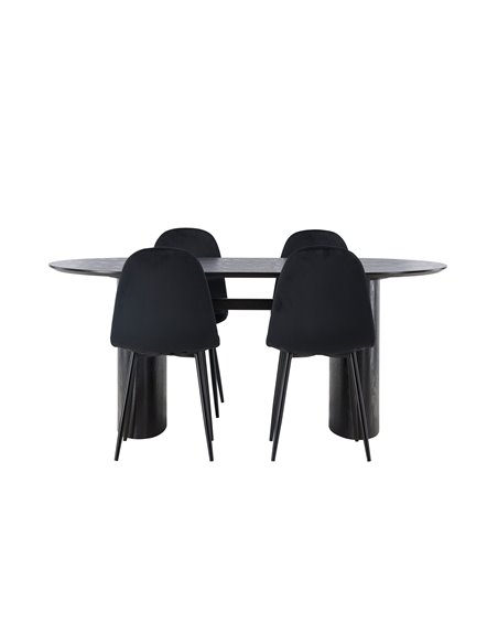 Matgrupp Isolde med Polar matstolar, 180 × 90 cm
