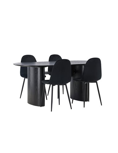 Matgrupp Isolde med Polar matstolar, 180 × 90 cm