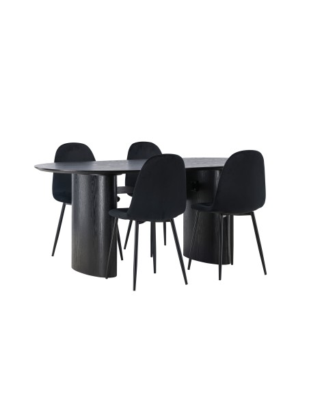 Matgrupp Isolde med Polar matstolar, 180 × 90 cm