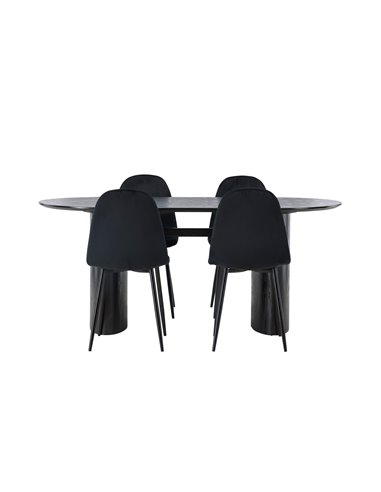 Matgrupp Isolde med Polar matstolar, 180 × 90 cm