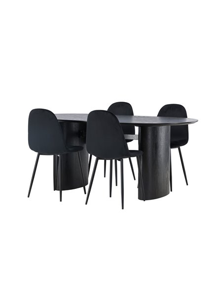 Matgrupp Isolde med Polar matstolar, 180 × 90 cm