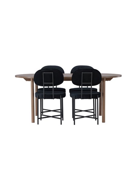 Matgrupp Andy med Stella matstolar, 180 × 75 cm