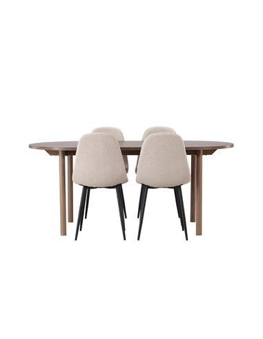 Matgrupp Andy med Polar matstolar, 180 × 75 cm