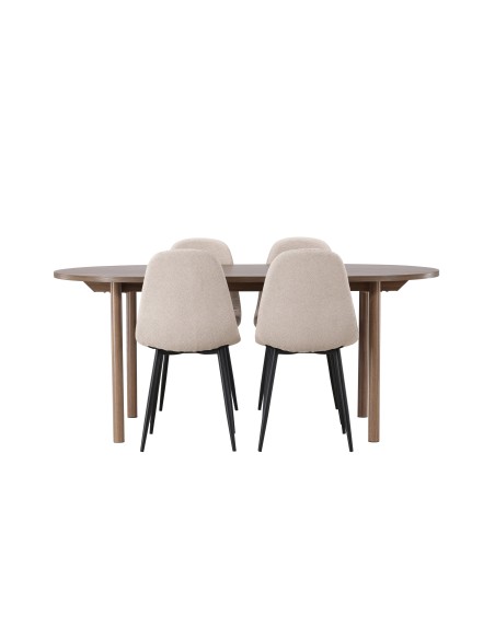 Matgrupp Andy med Polar matstolar, 180 × 75 cm