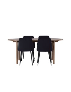 Matgrupp Andy med Night matstolar, 180 × 75 cm
