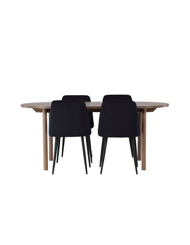 Matgrupp Andy med Night matstolar, 180 × 75 cm