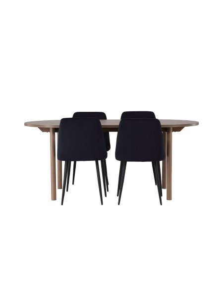 Matgrupp Andy med Night matstolar, 180 × 75 cm
