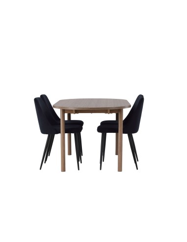 Matgrupp Andy med Night matstolar, 180 × 75 cm