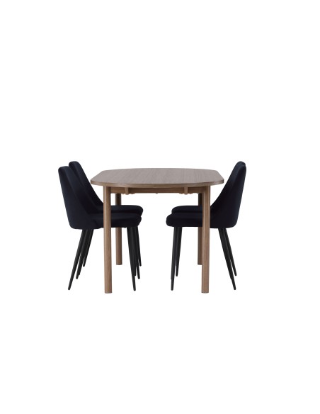 Matgrupp Andy med Night matstolar, 180 × 75 cm