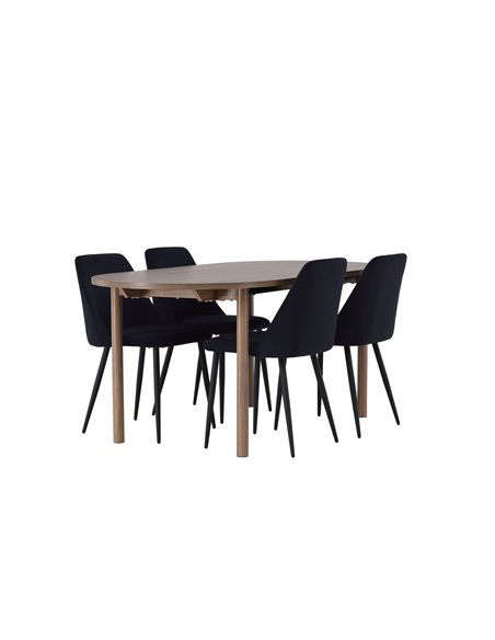 Matgrupp Andy med Night matstolar, 180 × 75 cm
