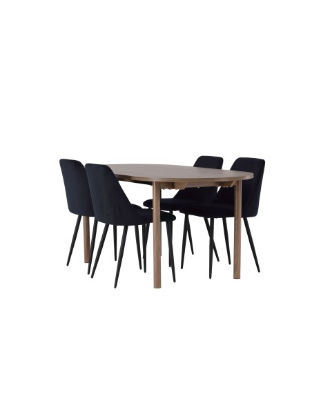 Matgrupp Andy med Night matstolar, 180 × 75 cm