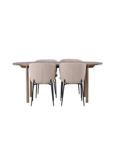 Matgrupp Andy med Modesto matstolar, 180 × 75 cm