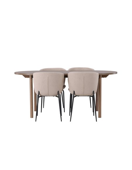 Matgrupp Andy med Modesto matstolar, 180 × 75 cm