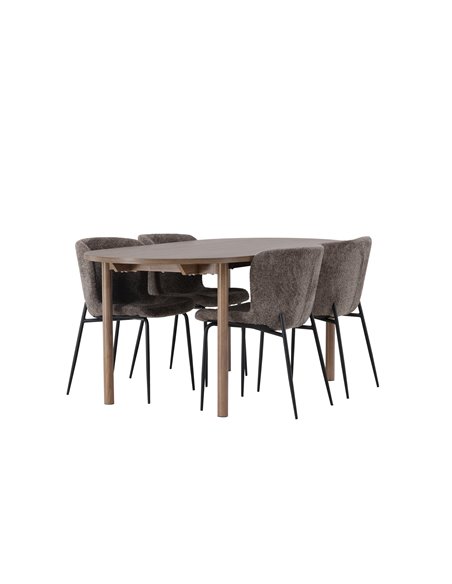 Matgrupp Andy med Modesto matstolar, 180 × 75 cm