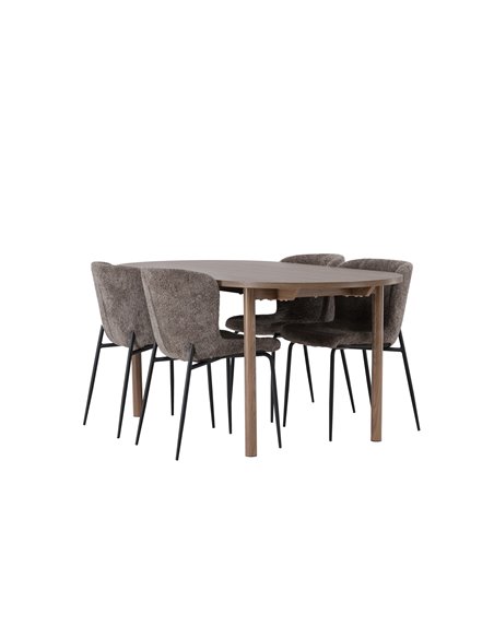 Matgrupp Andy med Modesto matstolar, 180 × 75 cm