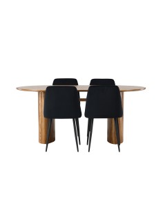 Matgrupp Isolde med Night matstolar, 180 × 90 cm