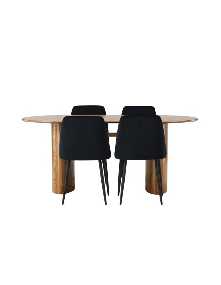 Matgrupp Isolde med Night matstolar, 180 × 90 cm