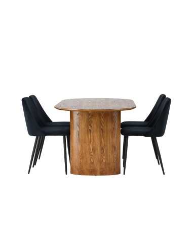 Matgrupp Isolde med Night matstolar, 180 × 90 cm