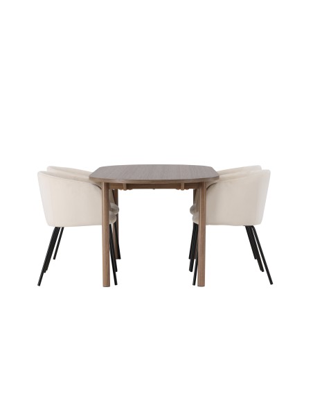 Matgrupp Andy med Berit matstolar, 180 × 75 cm