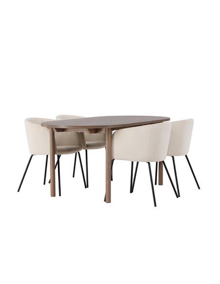 Matgrupp Andy med Berit matstolar, 180 × 75 cm