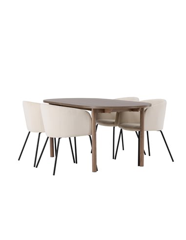 Matgrupp Andy med Berit matstolar, 180 × 75 cm