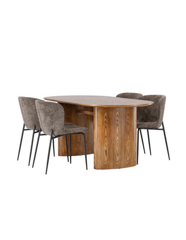 Matgrupp Isolde med Modesto matstolar, 180 × 90 cm