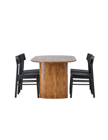 Matgrupp Isolde med Montros matstolar, 180 × 90 cm