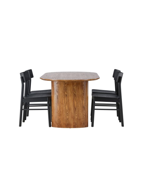 Matgrupp Isolde med Montros matstolar, 180 × 90 cm