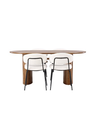 Matgrupp Isolde med Chico matstolar, 180 × 90 cm