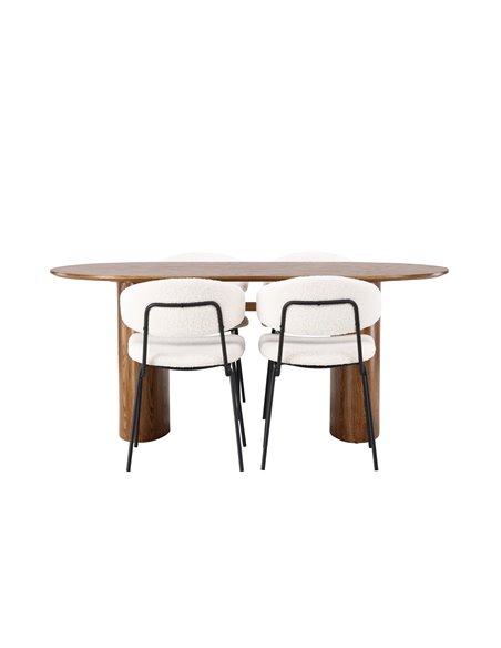 Matgrupp Isolde med Chico matstolar, 180 × 90 cm