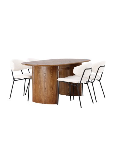Matgrupp Isolde med Chico matstolar, 180 × 90 cm