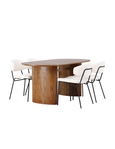 Matgrupp Isolde med Chico matstolar, 180 × 90 cm