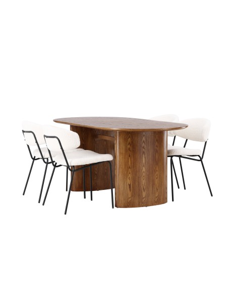 Matgrupp Isolde med Chico matstolar, 180 × 90 cm