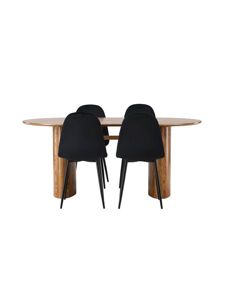 Matgrupp Isolde med Polar matstolar, 180 × 90 cm