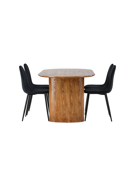 Matgrupp Isolde med Polar matstolar, 180 × 90 cm
