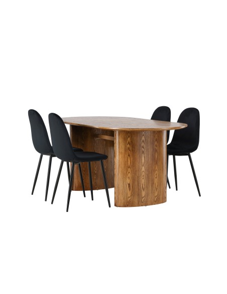 Matgrupp Isolde med Polar matstolar, 180 × 90 cm