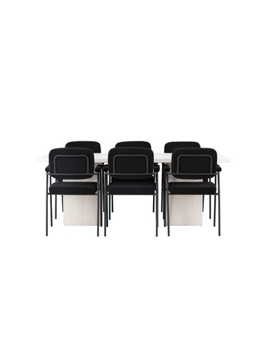 Matgrupp Olga med Yesterday matstolar, 200 × 90 cm