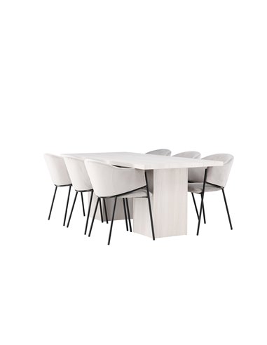 Matgrupp Olga med Evelina matstolar, 200 × 90 cm