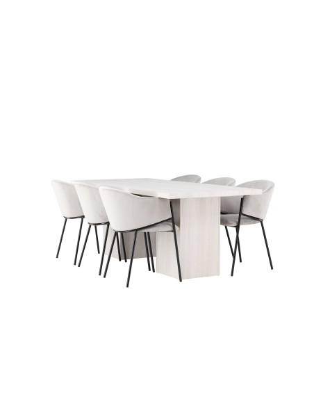 Matgrupp Olga med Evelina matstolar, 200 × 90 cm
