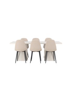 Matgrupp Olga med Polar matstolar, 200 × 90 cm