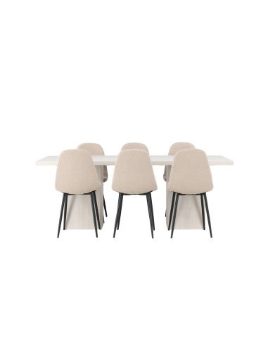 Matgrupp Olga med Polar matstolar, 200 × 90 cm
