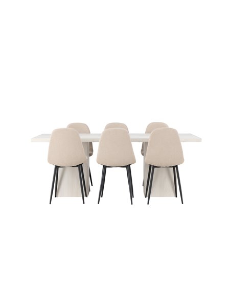 Matgrupp Olga med Polar matstolar, 200 × 90 cm
