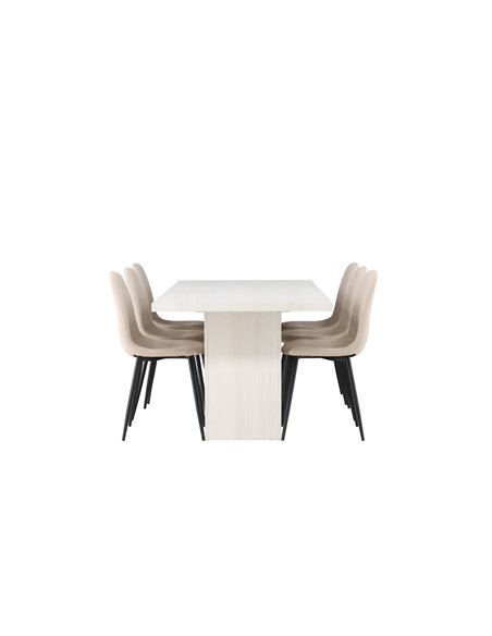 Matgrupp Olga med Polar matstolar, 200 × 90 cm