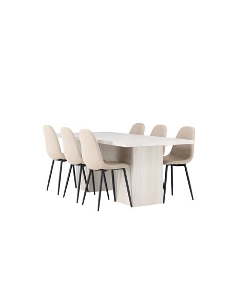 Matgrupp Olga med Polar matstolar, 200 × 90 cm