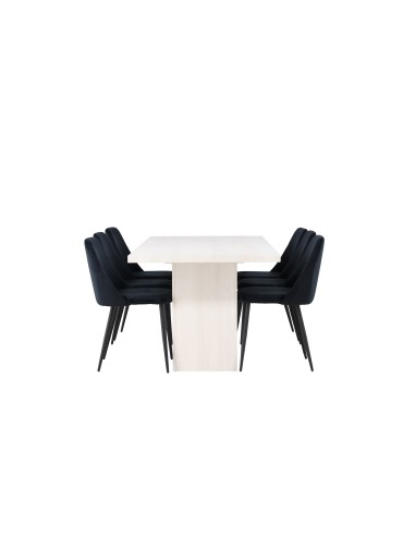 Matgrupp Olga med Night matstolar, 200 × 90 cm