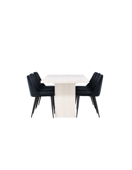 Matgrupp Olga med Night matstolar, 200 × 90 cm