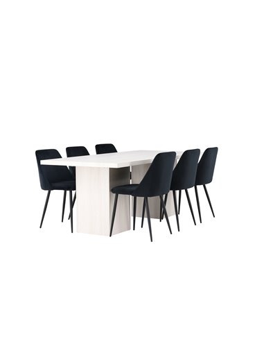 Matgrupp Olga med Night matstolar, 200 × 90 cm